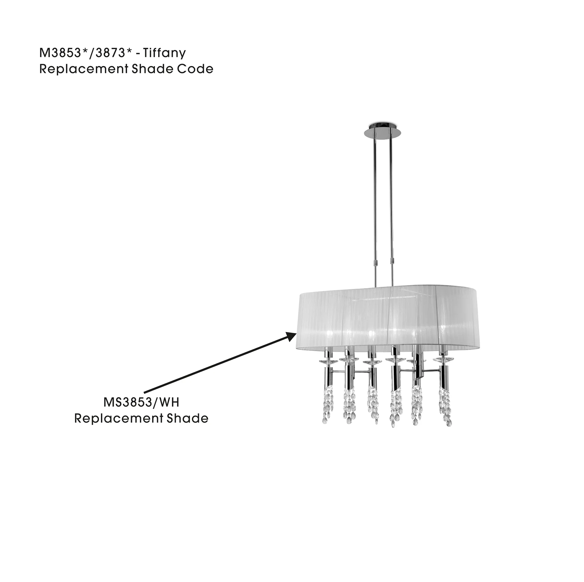 MS3853/WH  Tiffany Shade For M3853/3873 White